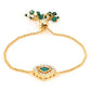 Women's Gold-Polished Green Brass Charm Bracelet - Ruby Raang - Swadesiicart