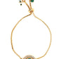 Women's Gold-Polished Green Brass Charm Bracelet - Ruby Raang - Swadesiicart