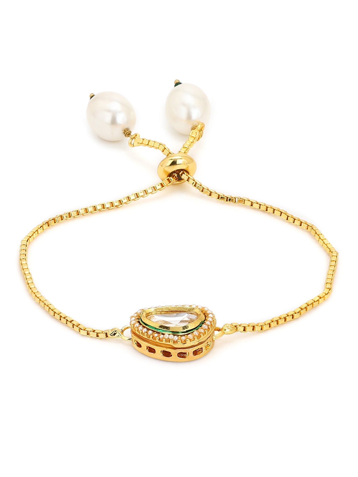 Women's Gold-Toned Brass Gold-Polished Charm Bracelet - Ruby Raang - Swadesiicart