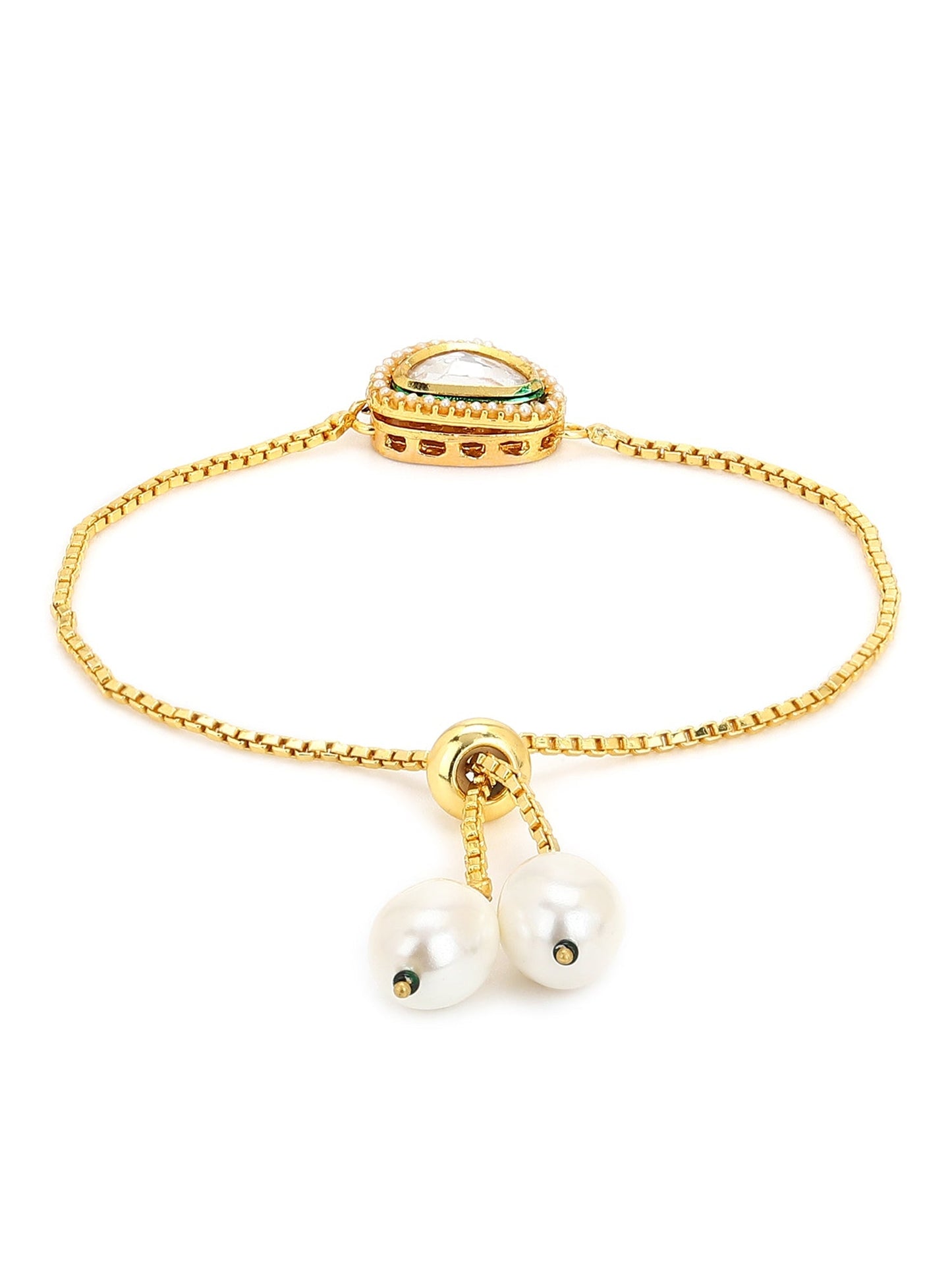 Women's Gold-Toned Brass Gold-Polished Charm Bracelet - Ruby Raang - Swadesiicart