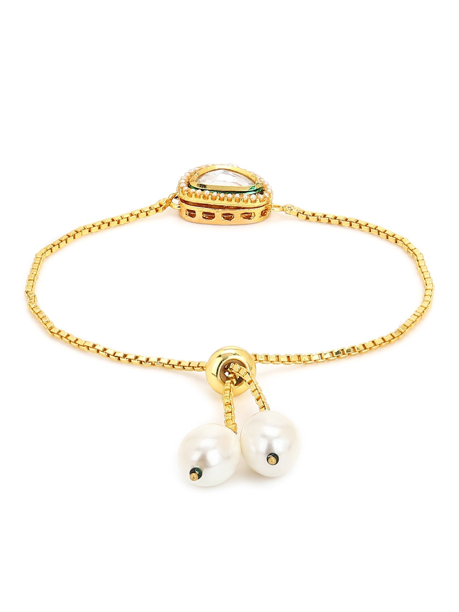 Women's Gold-Toned Brass Gold-Polished Charm Bracelet - Ruby Raang - Swadesiicart