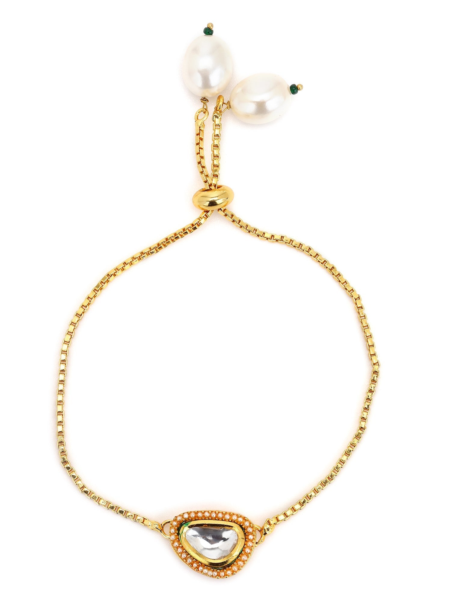 Women's Gold-Toned Brass Gold-Polished Charm Bracelet - Ruby Raang - Swadesiicart