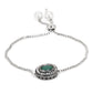 Women's Green Silver-Plated Brass Charm Bracelet - Ruby Raang - Swadesiicart