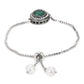 Women's Green Silver-Plated Brass Charm Bracelet - Ruby Raang - Swadesiicart
