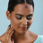 Gold-Polished Maroon White Kundan Stone -Studded Maang Tikka - Ruby Raang | Swadesiicart