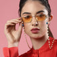 Gold-Toned Embellished Mask Chain - Ruby Raang | Swadesiicart