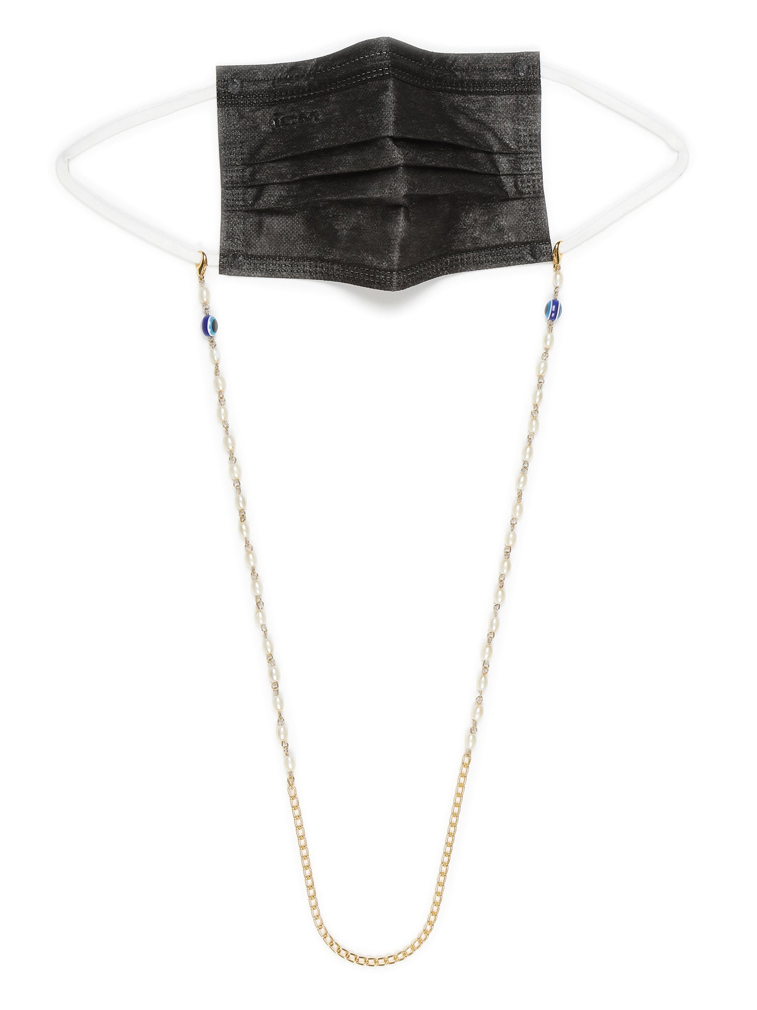 Gold-Toned Embellished Mask Chain - Ruby Raang | Swadesiicart