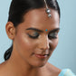 Women's Silver-Plated White Kundan Studded Maangtikka - Ruby Raang | Swadesiicart