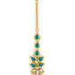 Gold-Polished Turquoise Blue Kundan-Studded Maang Tikka - Ruby Raang | Swadesiicart