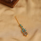 Gold-Polished Turquoise Blue Kundan-Studded Maang Tikka - Ruby Raang | Swadesiicart