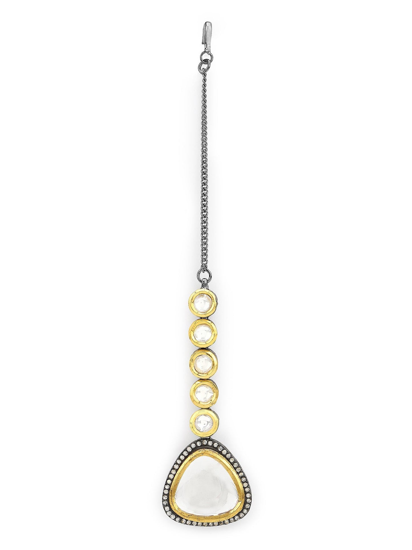Silver-Plated Kundan Maang Tikka - Ruby Raang | Swadesiicart