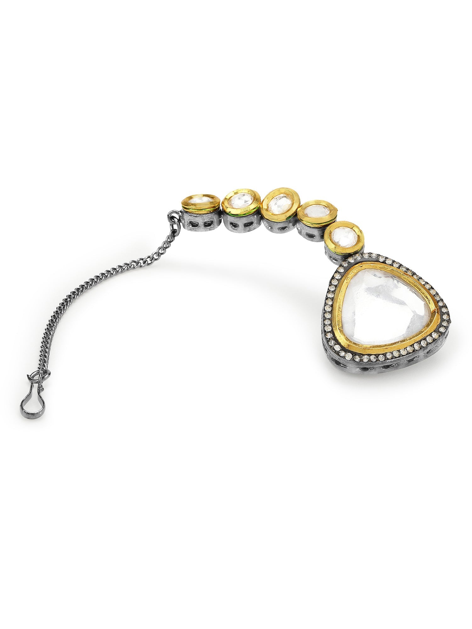 Silver-Plated Kundan Maang Tikka - Ruby Raang | Swadesiicart