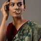 Gold-Polished White Kundan-Studded Nose Ring With Chain - Ruby Raang | Swadesiicart