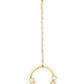Gold-Polished White Kundan-Studded Nose Ring With Chain - Ruby Raang | Swadesiicart