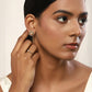 Gold-Polished White Kundan Studded Circular Studs Earrings - Ruby Raang | Swadesiicart