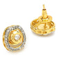 Gold-Polished White Kundan Studded Circular Studs Earrings - Ruby Raang | Swadesiicart