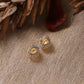 Gold-Polished White Kundan Studded Circular Studs Earrings - Ruby Raang | Swadesiicart