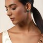 Silver-Plated Oval Kundan Studded Studs Earrings - Ruby Raang - Swadesiicart