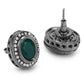 Silver-Plated Oval Kundan Studded Studs Earrings - Ruby Raang - Swadesiicart