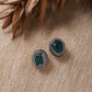 Silver-Plated Oval Kundan Studded Studs Earrings - Ruby Raang - Ruby Raang Studio