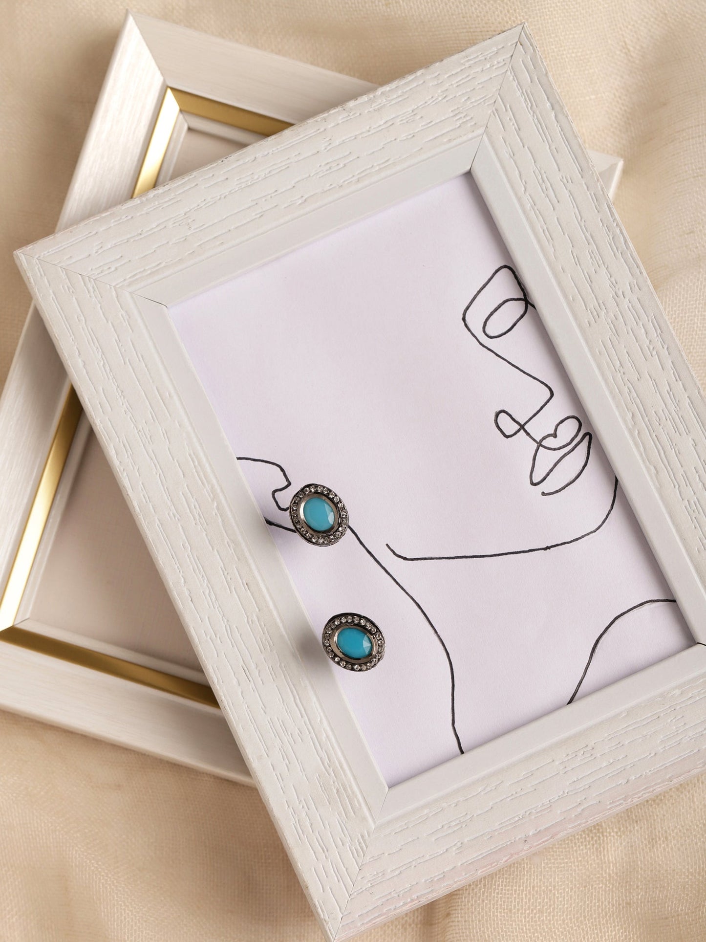 Blue Circular Studs Earrings - Ruby Raang | Swadesiicart