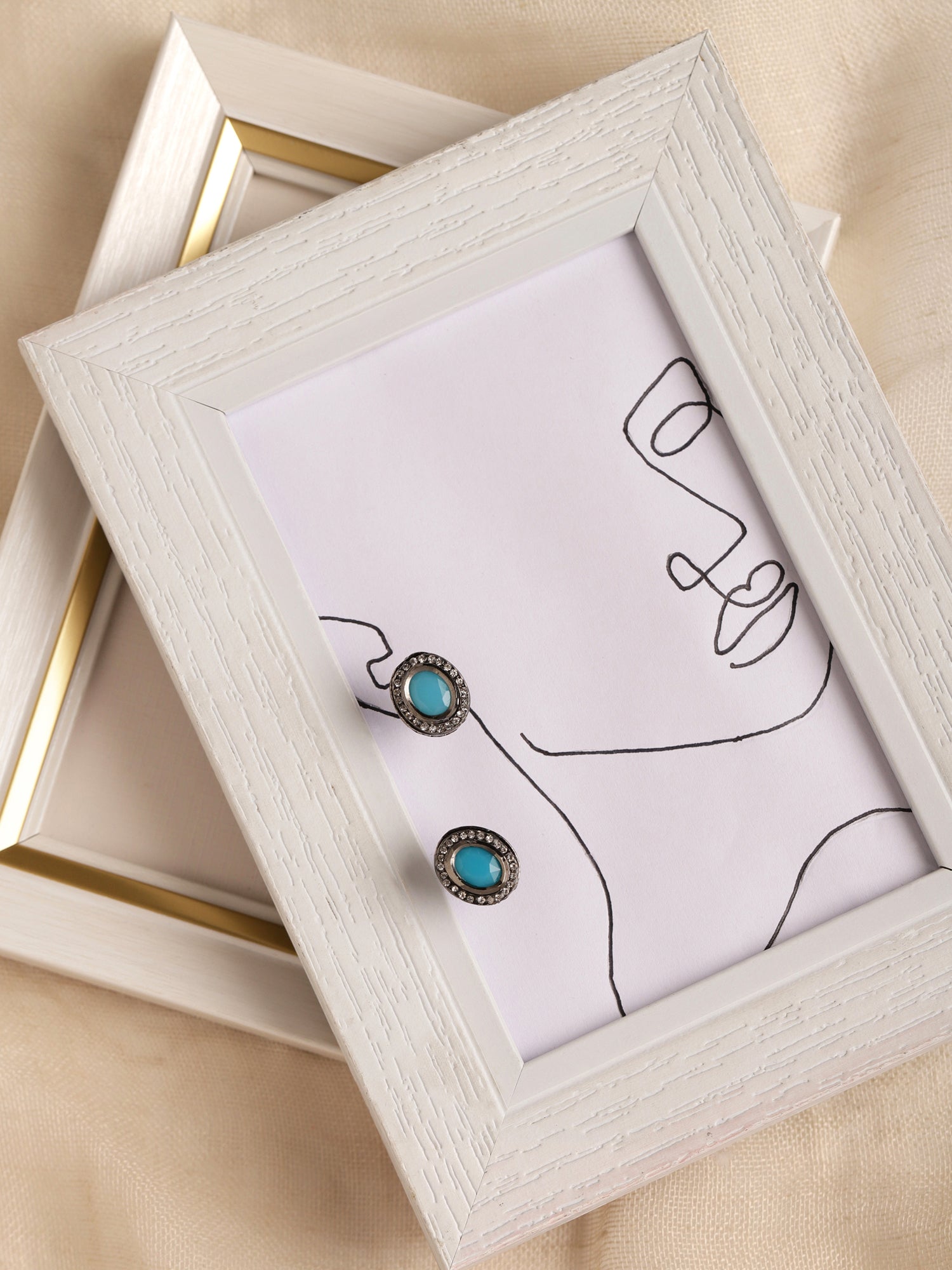 Blue Circular Studs Earrings - Ruby Raang | Swadesiicart