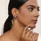 Silver-Plated Geometric Kundan Studs Earrings - Ruby Raang - Swadesiicart