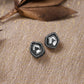 Silver-Plated Geometric Kundan Studs Earrings - Ruby Raang - Ruby Raang Studio