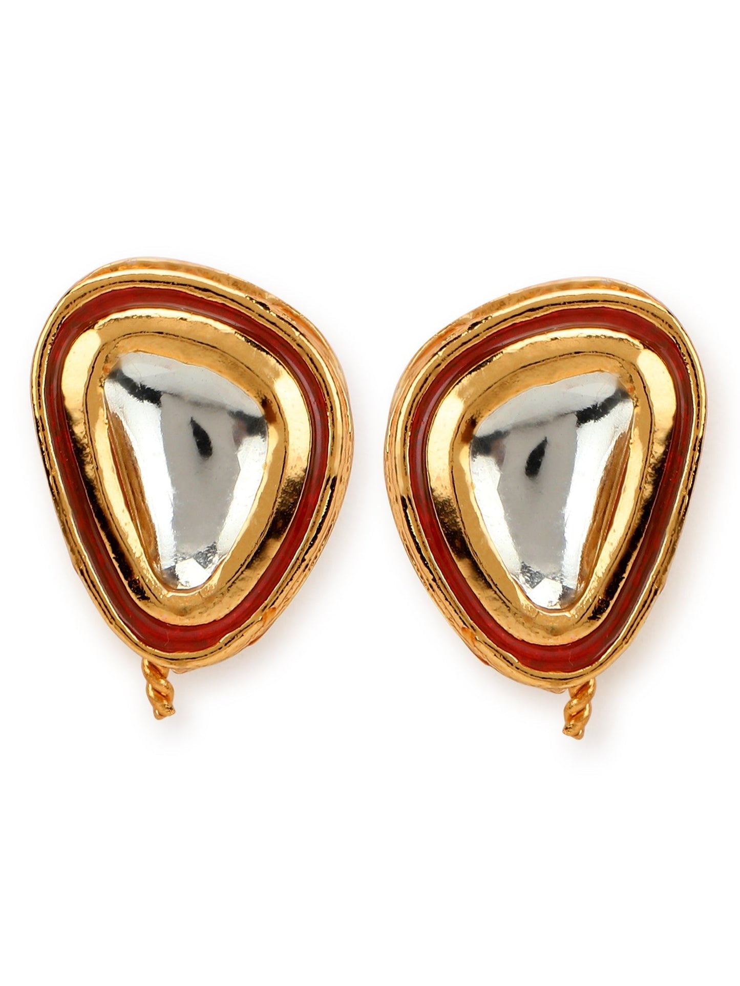 Red Circular Studs Earrings - Ruby Raang - Swadesiicart