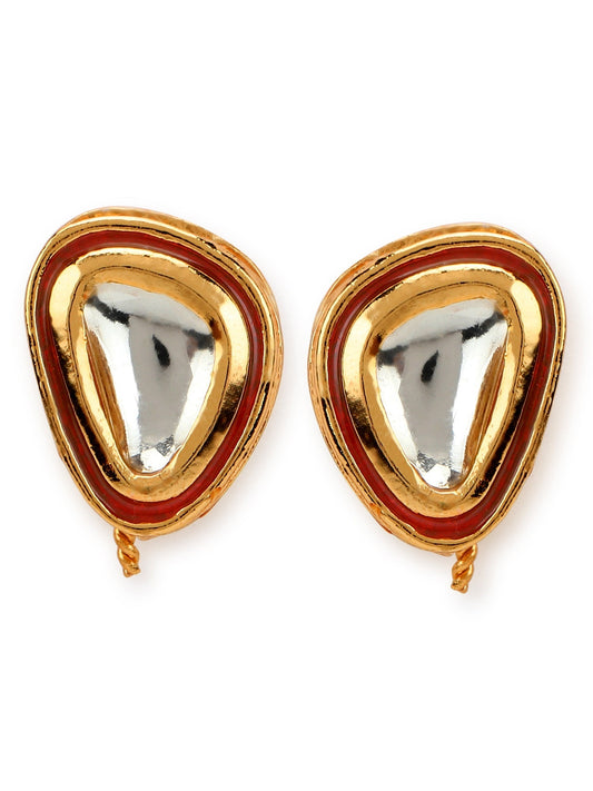 Red Circular Studs Earrings - Ruby Raang - Swadesiicart