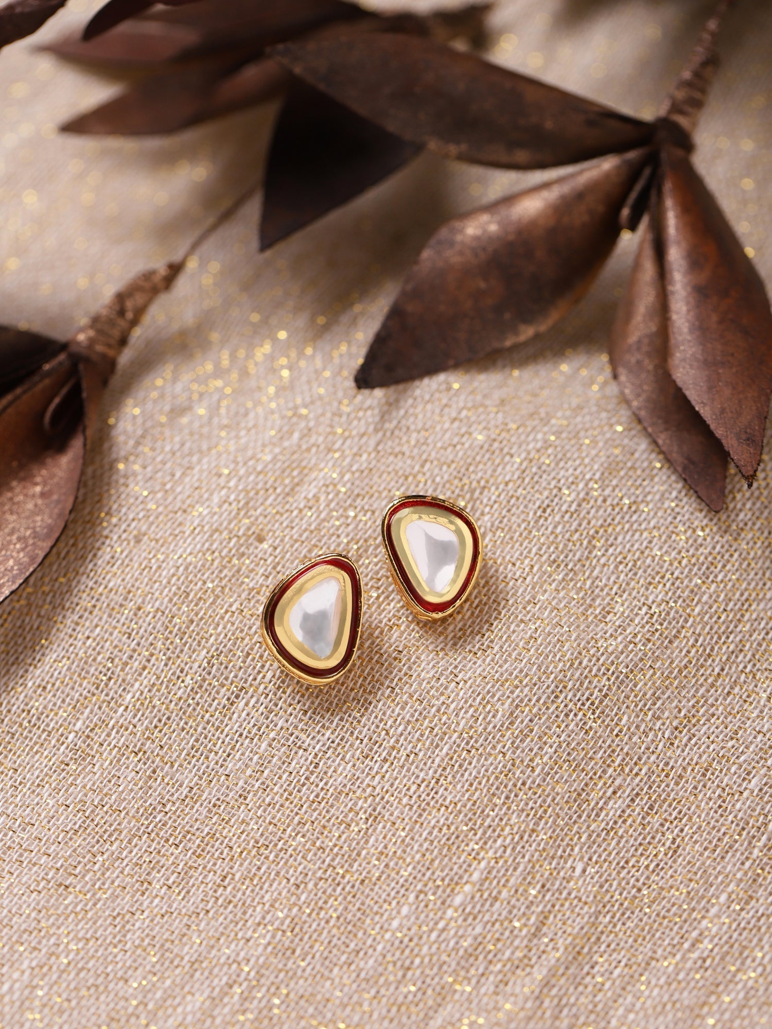 Red Circular Studs Earrings - Ruby Raang - Ruby Raang Studio