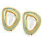 Gold-Polished Triangular Kundan Studded Studs Earrings - Ruby Raang - Swadesiicart