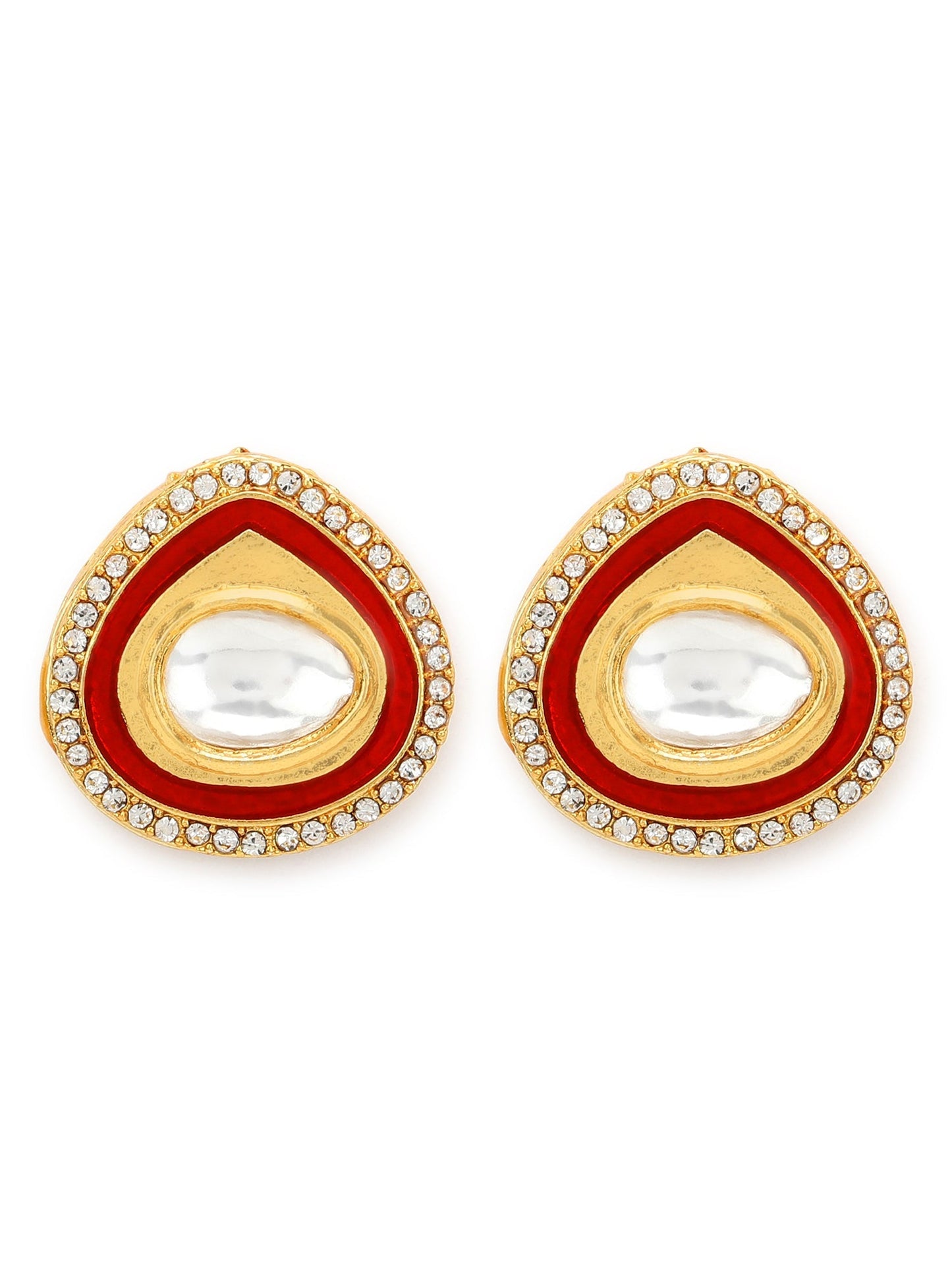 Red Circular Hoop Earrings - Ruby Raang - Swadesiicart