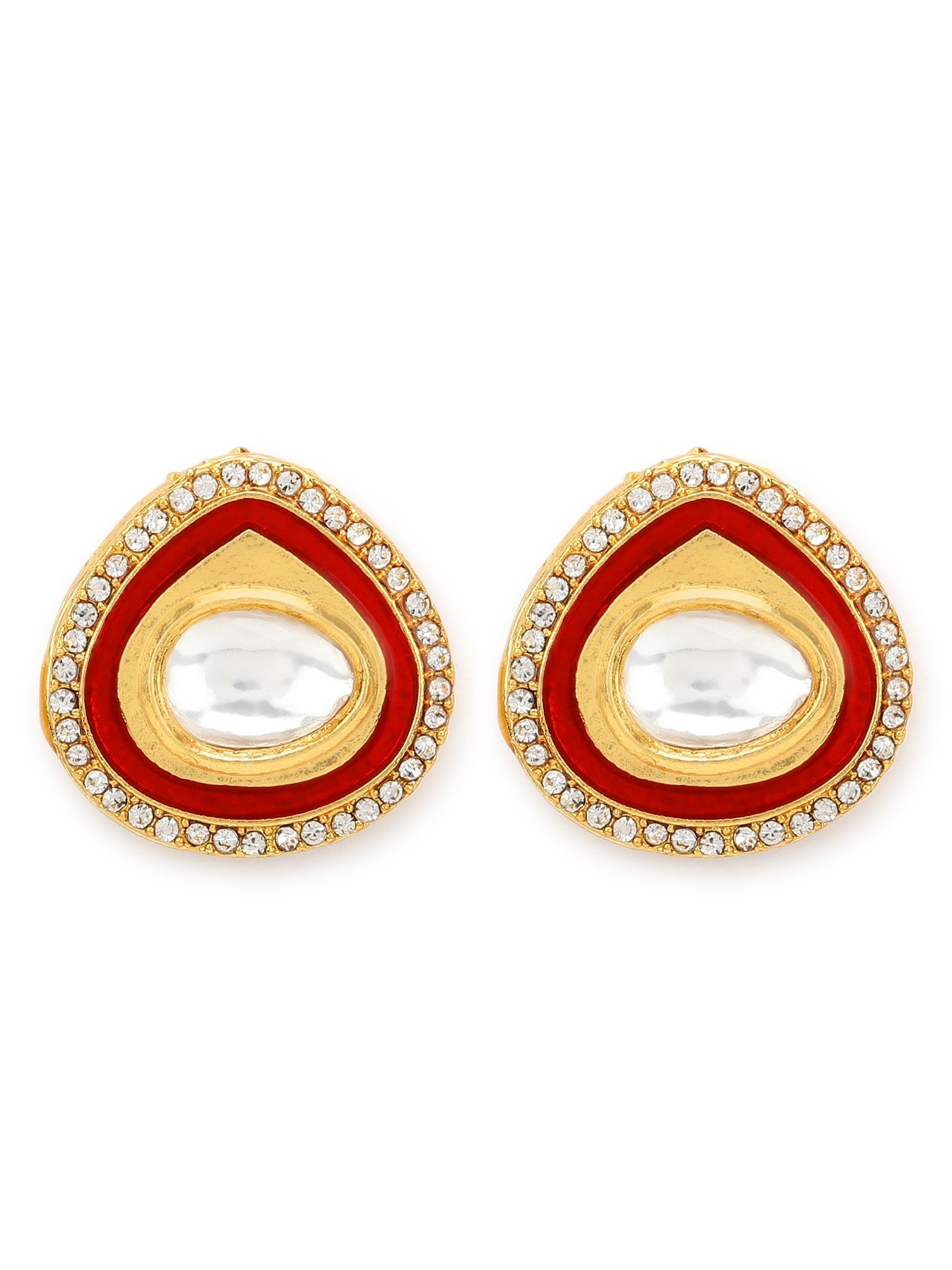 Red Circular Hoop Earrings - Ruby Raang - Swadesiicart
