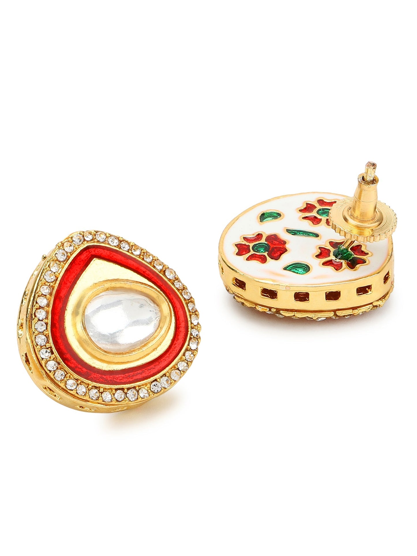 Red Circular Hoop Earrings - Ruby Raang - Swadesiicart