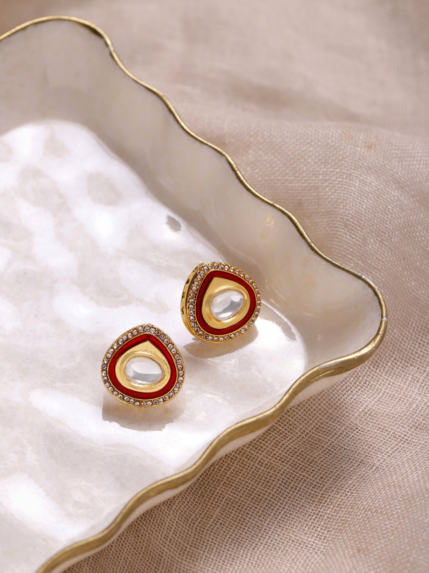 Red Circular Hoop Earrings - Ruby Raang - Ruby Raang Studio