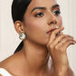 Silver-Plated Triangular Kundan Studded Studs Earrings - Ruby Raang - Swadesiicart