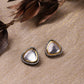 Silver-Plated Triangular Kundan Studded Studs Earrings - Ruby Raang - Ruby Raang Studio