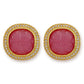 Women's Pink Circular Studs Earrings - Ruby Raang | Swadesiicart