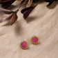 Women's Pink Circular Studs Earrings - Ruby Raang | Swadesiicart