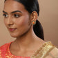 Gold-Polished Floral Shaped Kundan Studded Studs Earrings - Ruby Raang - Swadesiicart