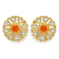 Gold-Polished Floral Shaped Kundan Studded Studs Earrings - Ruby Raang - Swadesiicart