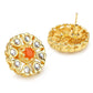 Gold-Polished Floral Shaped Kundan Studded Studs Earrings - Ruby Raang - Swadesiicart
