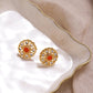 Gold-Polished Floral Shaped Kundan Studded Studs Earrings - Ruby Raang - Ruby Raang Studio