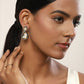Silver-Plated Teardrop Shape Kundan Studded Drop Earrings - Ruby Raang - Swadesiicart