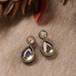 Silver-Plated Teardrop Shape Kundan Studded Drop Earrings - Ruby Raang - Ruby Raang Studio