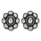 Black Silver-Plated Circular Kundan Studs Earrings - Ruby Raang - Swadesiicart