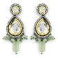 Green White Teardrop Shaped Drop Earrings - Ruby Raang - Swadesiicart