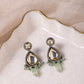 Green White Teardrop Shaped Drop Earrings - Ruby Raang - Ruby Raang Studio