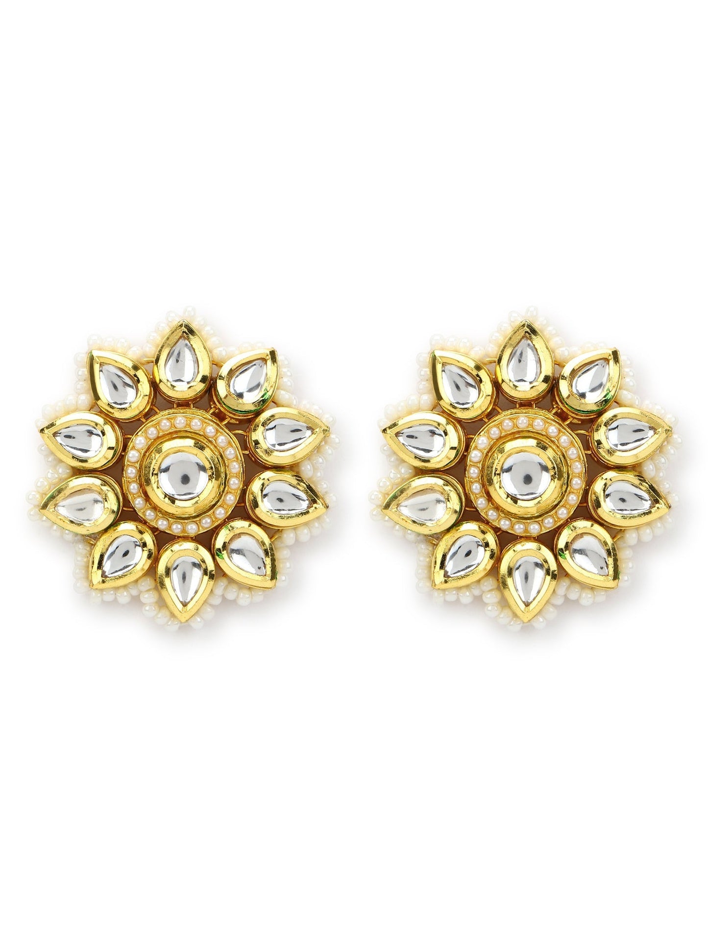 Gold-Toned Circular Studs Earrings - Ruby Raang - Swadesiicart